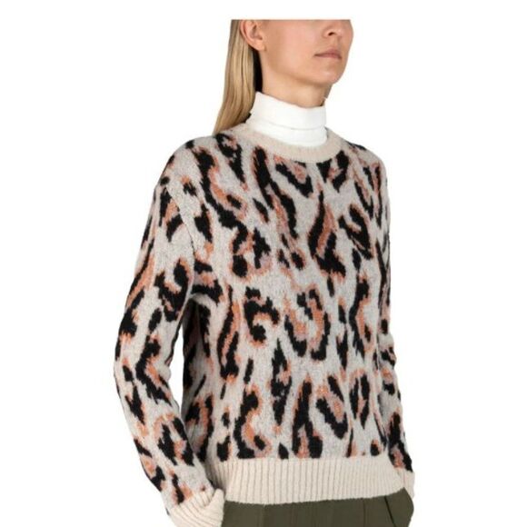 DEREK LAM CROSBY  Evan Leopard Print Sweater - Picture 1 of 2